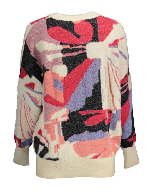 Desigual Red Chic Contrasting Detail Sweater