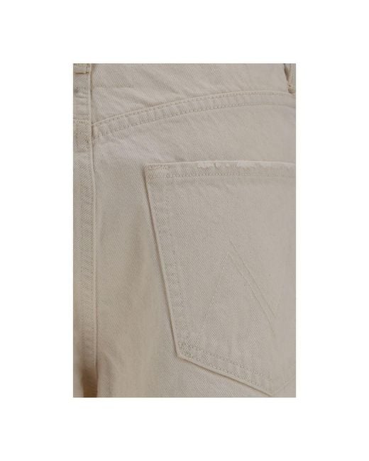 Mother Gray White Cotton Relaxed Fit Jeans