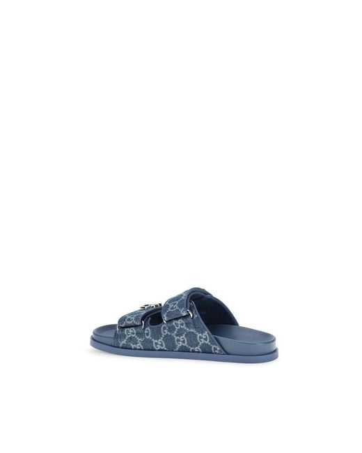 Gucci Blue Cotton Flat Sandals