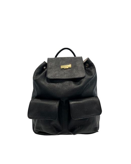 Baldinini Black Leather Backpack