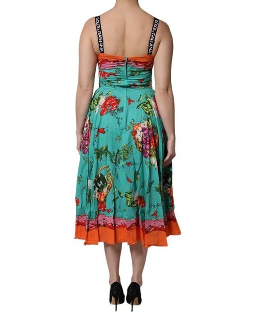 Dolce & Gabbana Blue Multicolor Printed Silk Sleeveless Midi Dress for men