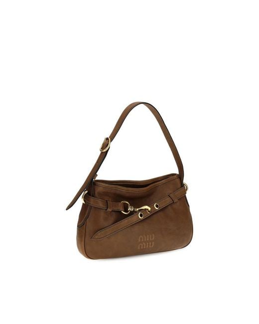 Miu Miu Brown Lamb Ovis Aries Aries Shoulder Bag