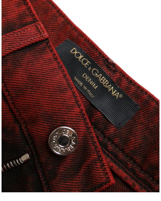 Dolce & Gabbana Orange Red Stretch High Waist Denim Hot Pants Shorts