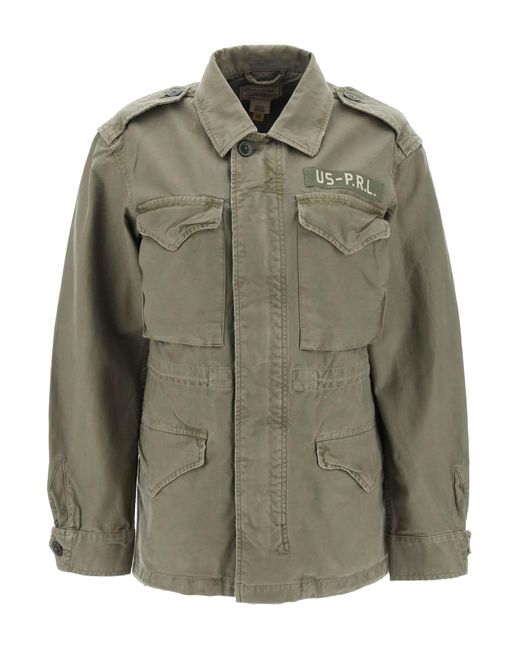 Polo Ralph Lauren Green Military Jacket In Split Twill