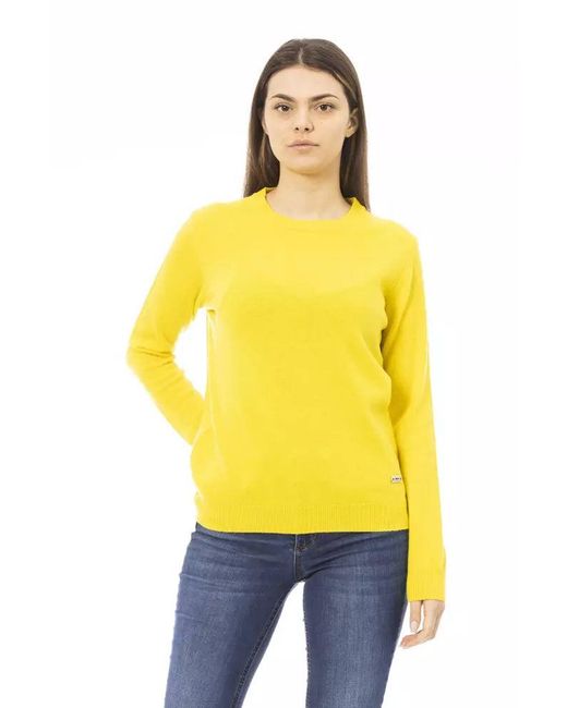 Baldinini Yellow Chic Wool-Cashmere Crewneck Sweater