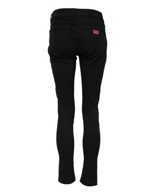 Dolce & Gabbana Black Cotton Skinny Mid Waisted Denim Jeans for men
