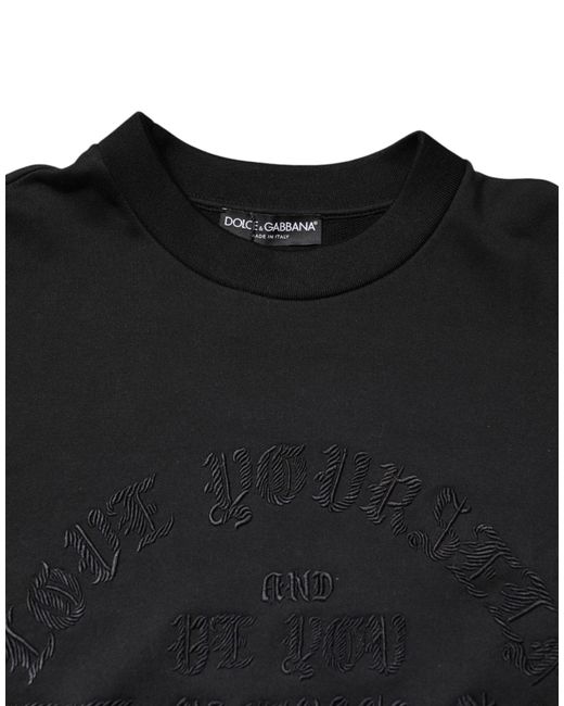 Dolce & Gabbana Black Embroidered Crew Neck Pullover Sweater for men