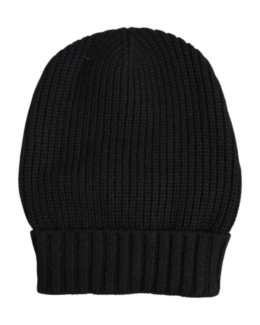 Dolce & Gabbana Black Cashmere Knitted Winter Beanie Hat for men