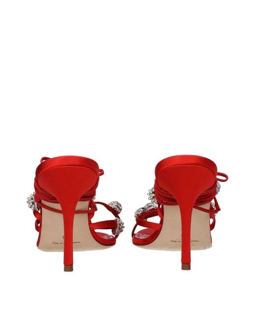 Manolo Blahnik Red Satin Sandals/Bright
