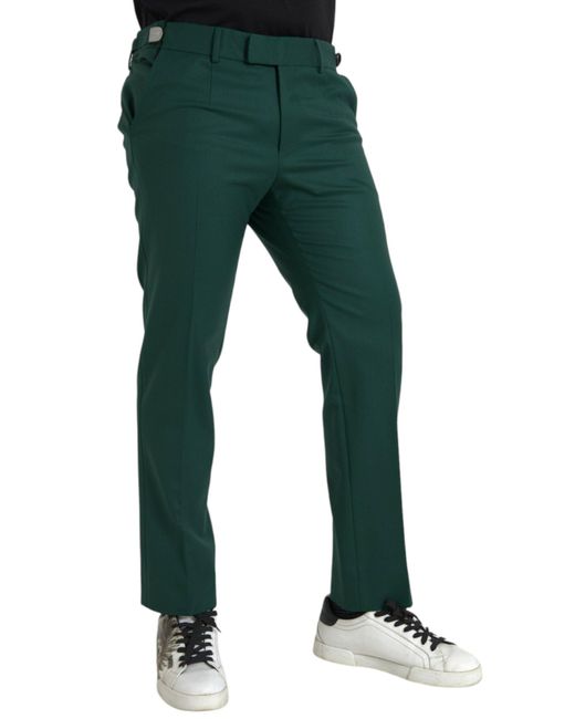 Dolce & Gabbana Green Wool Slim Fit Chino Pants for men