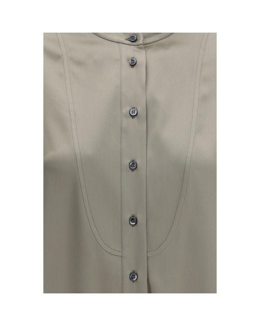 Brunello Cucinelli Gray Bicolor Silk Shirt