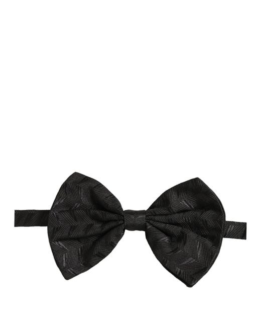 Dolce & Gabbana Men Black Patterned Adjustable Neck Papillon Bow Tie for men
