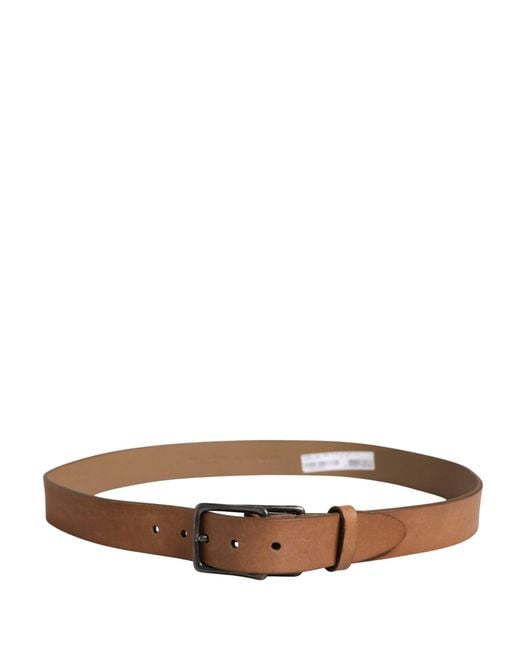 Dolce & Gabbana Men Brown Leather Classic Metal Buckle Belt for men