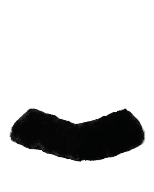 Dolce & Gabbana Black Lamb Fur Collar Neck Wrap Scarf