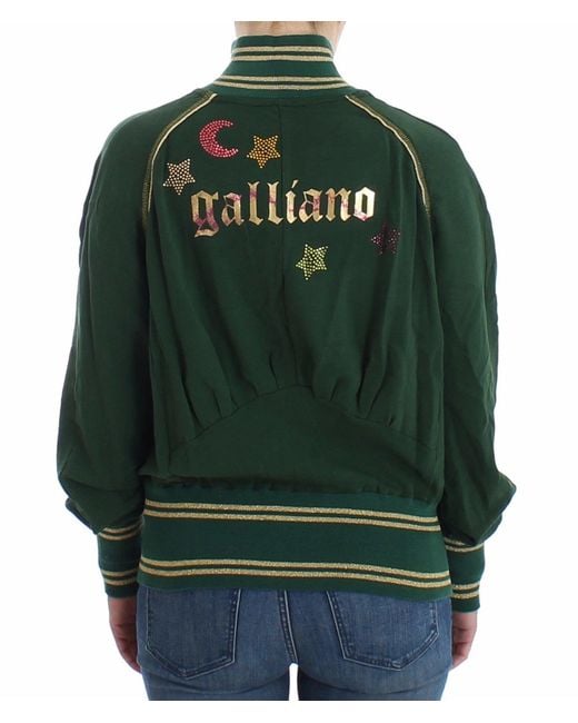 John Galliano Green Mock Zip Cardigan Sweatshirt Sweater Jacket