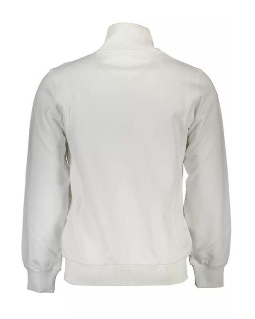 La Martina Gray White Cotton Sweater for men