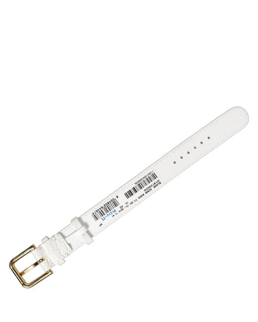 Dolce & Gabbana Gray White Embossed Leather Gold Buckle Belt Strap Bracelet