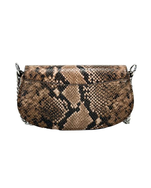 Michael Kors Metallic Mila Small Snakeskin Messenger Crossbody Bag