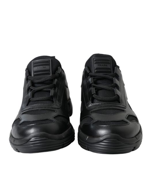 Prada Black Mesh Panel Low Top Twist Trainers Sneakers Shoes for men