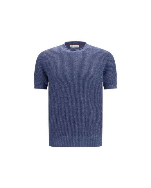 Brunello Cucinelli Blue Linen T for men