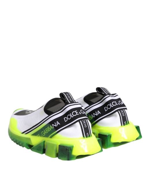 Dolce & Gabbana Green Black White Slip On Sorrento Sneakers Shoes