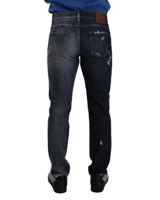 Dolce & Gabbana Blue Slimfit Ripped Jeans for men