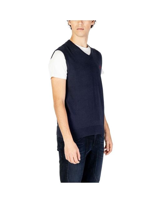 U.S. POLO ASSN. Blue Cotton Waistcoat for men