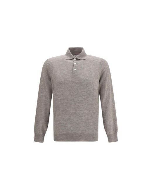 Brunello Cucinelli Gray Cashmere Sweatshirt for men