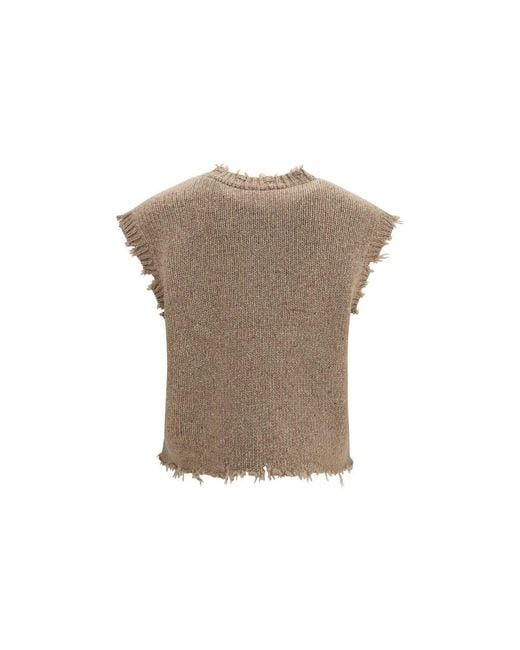 R13 Brown Beige Cashmere Sleeveles Sweater