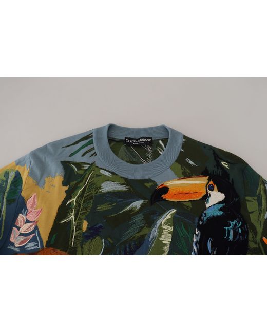 Dolce & Gabbana Black Jungle Embroidered Wool Silk Sweater for men