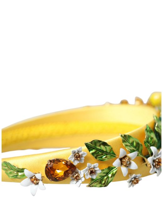 Dolce & Gabbana Yellow Lemon Daisy Crystal Hairband Diadem