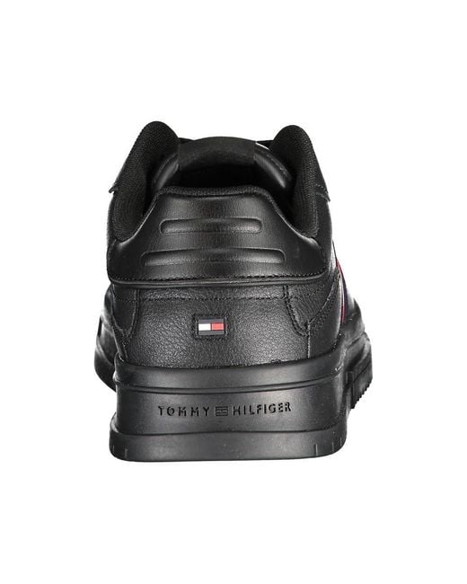 Tommy Hilfiger Black Sporty Lace-Up Sneakers With Contrast Embroidery for men