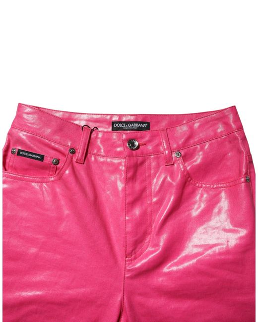 Dolce & Gabbana Pink Cotton High Waisted Skinny Denim Jeans for men