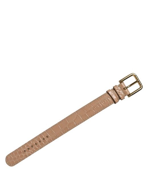 Dolce & Gabbana Brown Embossed Leather Gold Buckle Belt Strap Bracelet