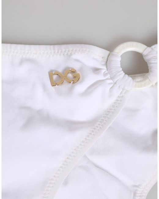 Dolce & Gabbana White Logo Swimsuit 2 Piece Top Bottom Swimwear