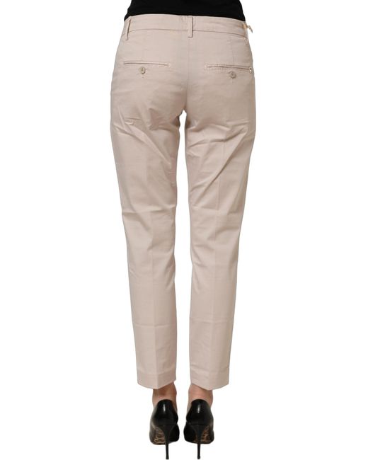 Dondup Natural Beige Low Waist Tapered Cropped Trousers Pants