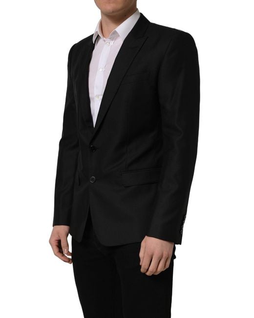 Dolce & Gabbana Black Wool Single Breasted Blazer Jacket for men