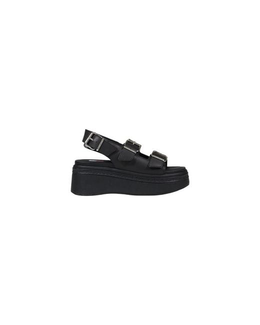 Tommy Hilfiger Black Leather Platform Sandals