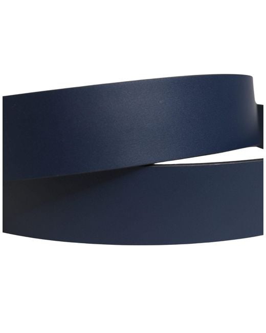 Dolce & Gabbana Blue Leather Logo Metal Buckle Belt for men