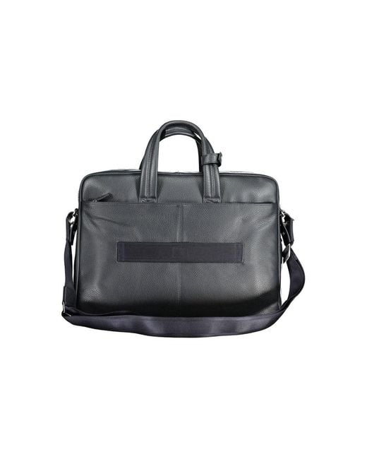 Piquadro Black Blu Leather Briefcase for men