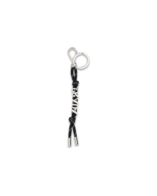 Prada Metallic Black Recycled Polyamide Keychain for men