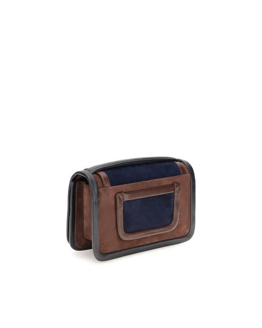 Pierre Hardy Blue Brown Calf Leather Bos Taurus Shoulder Bag