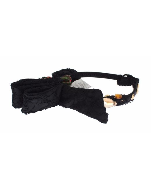Dolce & Gabbana Black Diadem Headband Tiara Berry Fruit Crystal Bow Hair