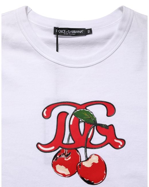 Dolce & Gabbana White Dg Cherries Cotton Crew Neck T for men