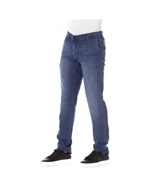 Trussardi Blue Sleek Cotton Denim With Classic Fixings for men
