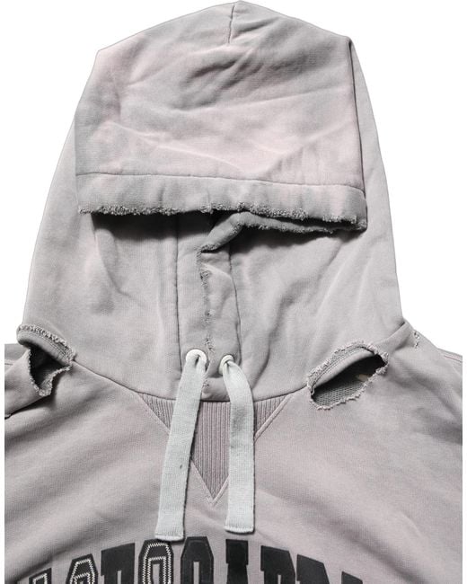 Dolce & Gabbana Gray Graphic Hooded Sweatshirt Sweater Cotton Clothing for men