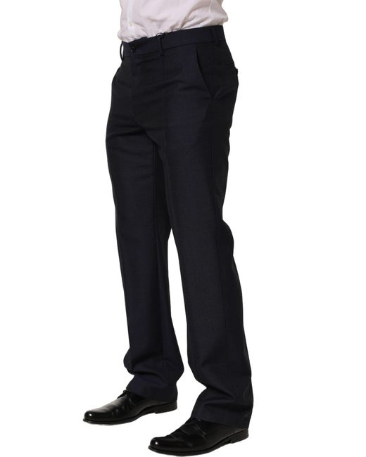 Dolce & Gabbana Blue Wool Tapered Leg Dress Trouser Pants Mohair for men