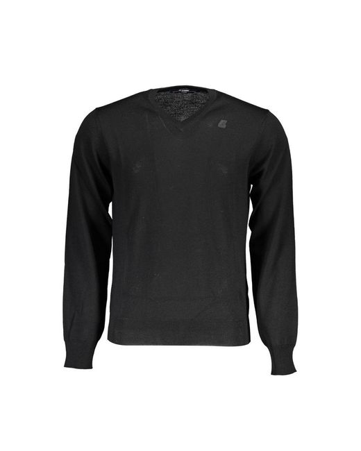 K-Way Black V-Neck Woolen Masterpiece Sweater for men