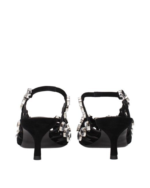 The Attico Black Leather Stiletto Heel Sandals