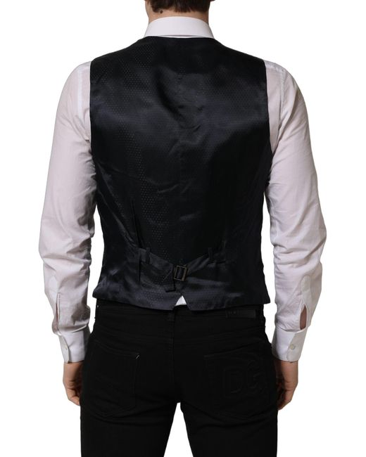 Dolce & Gabbana Black Wool Single Breasted Waistcoat Vest for men